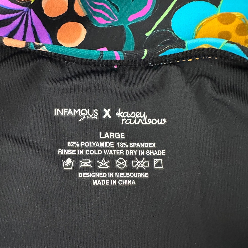 Infamous Swim x Kasey Rainbow Ginger One Piece Swimsuit Floral Black Large - Picture 9 of 11